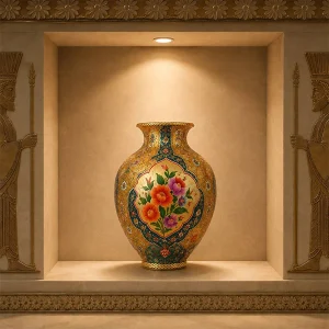 گلدان مسی نقاشی آب طلا مدل 1 لومن شاخص