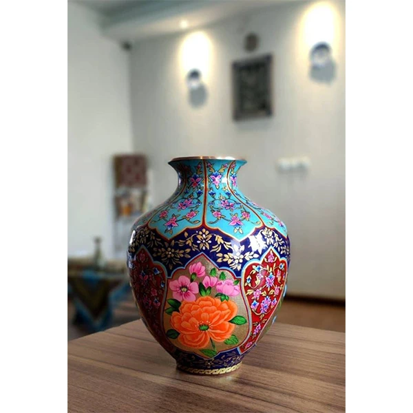 گلدان مسی نقاشی آب طلا مدل 15 لومن شاخص