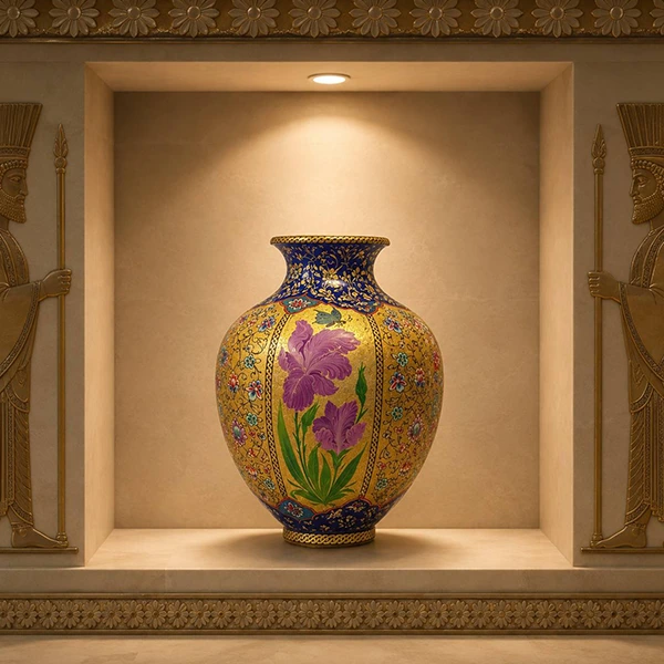 گلدان مسی نقاشی آب طلا مدل 2 لومن شاخص