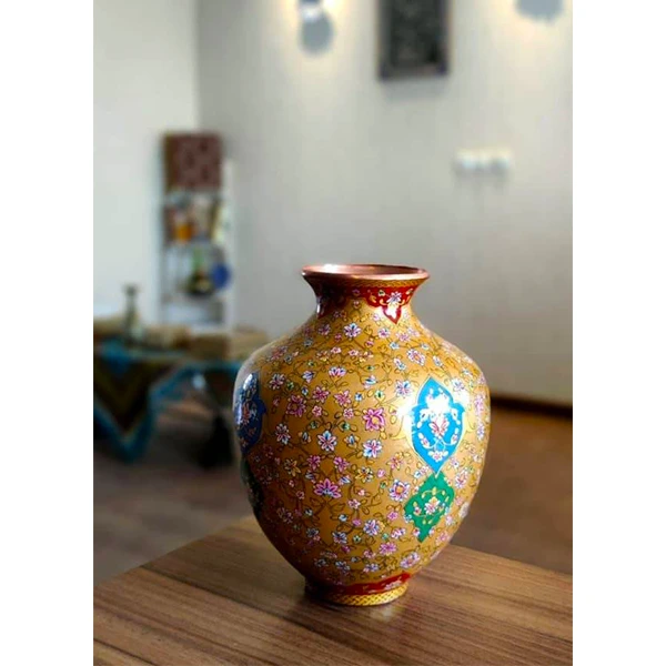 گلدان مسی نقاشی آب طلا مدل 6 لومن شاخص