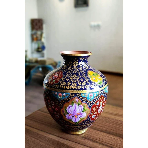 گلدان مسی نقاشی آب طلا مدل 7 لومن شاخص