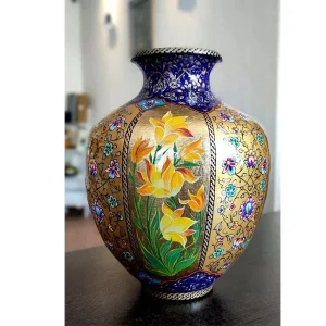 گلدان مسی نقاشی آب طلا مدل 9 لومن شاخص