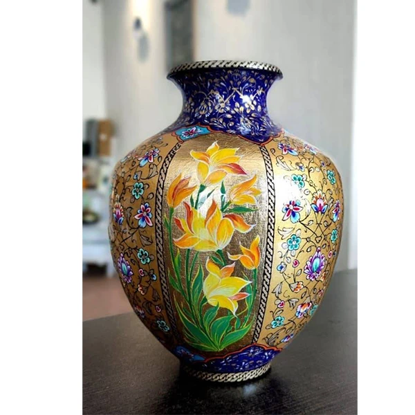 گلدان مسی نقاشی آب طلا مدل 9 لومن شاخص